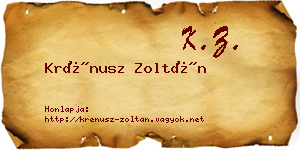 Krénusz Zoltán névjegykártya